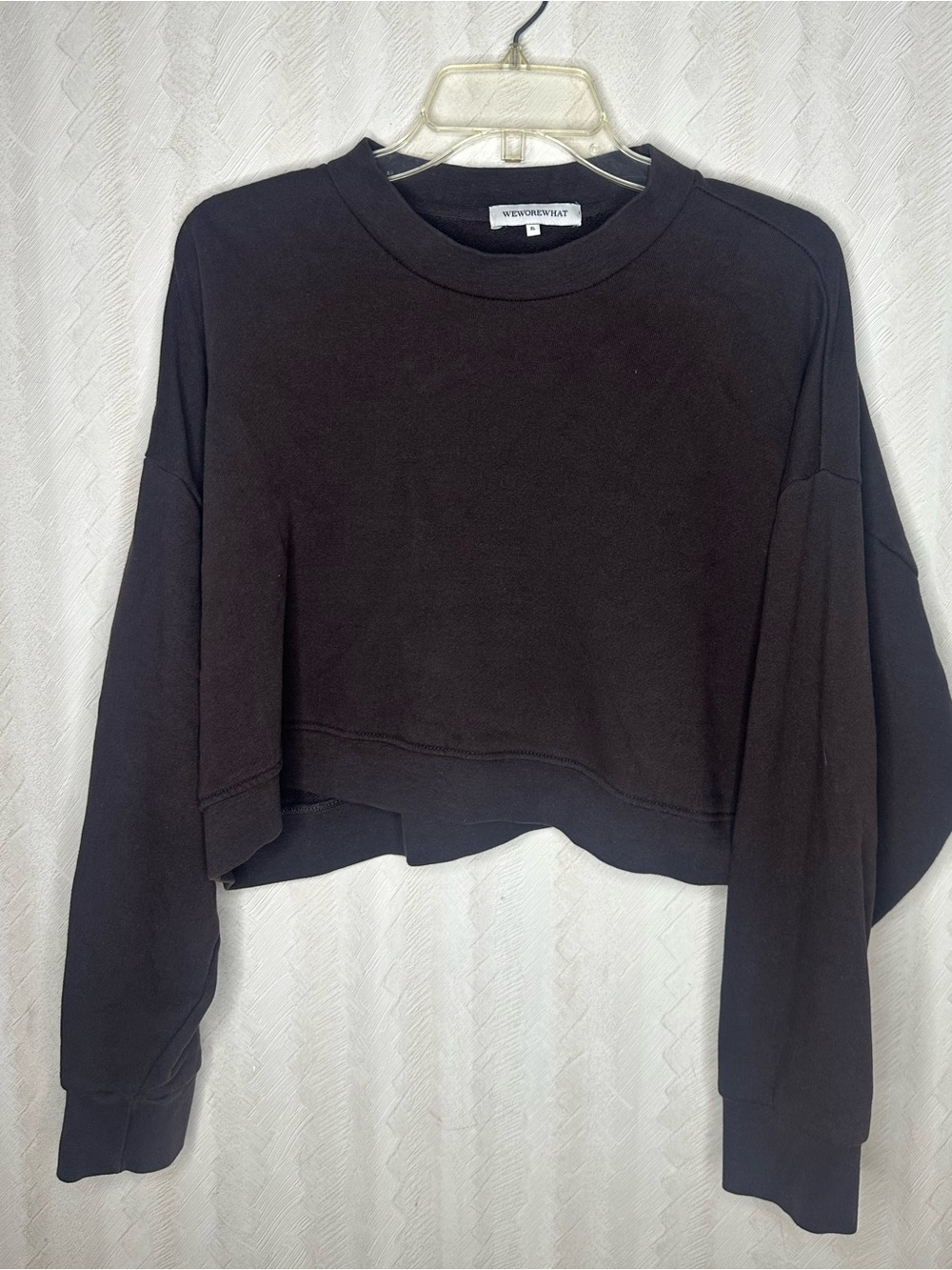 WEWOREWHAT Brown Cropped Crewneck Sweatshirt size XL